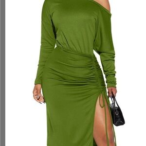 Chic One-Shoulder Green Dress